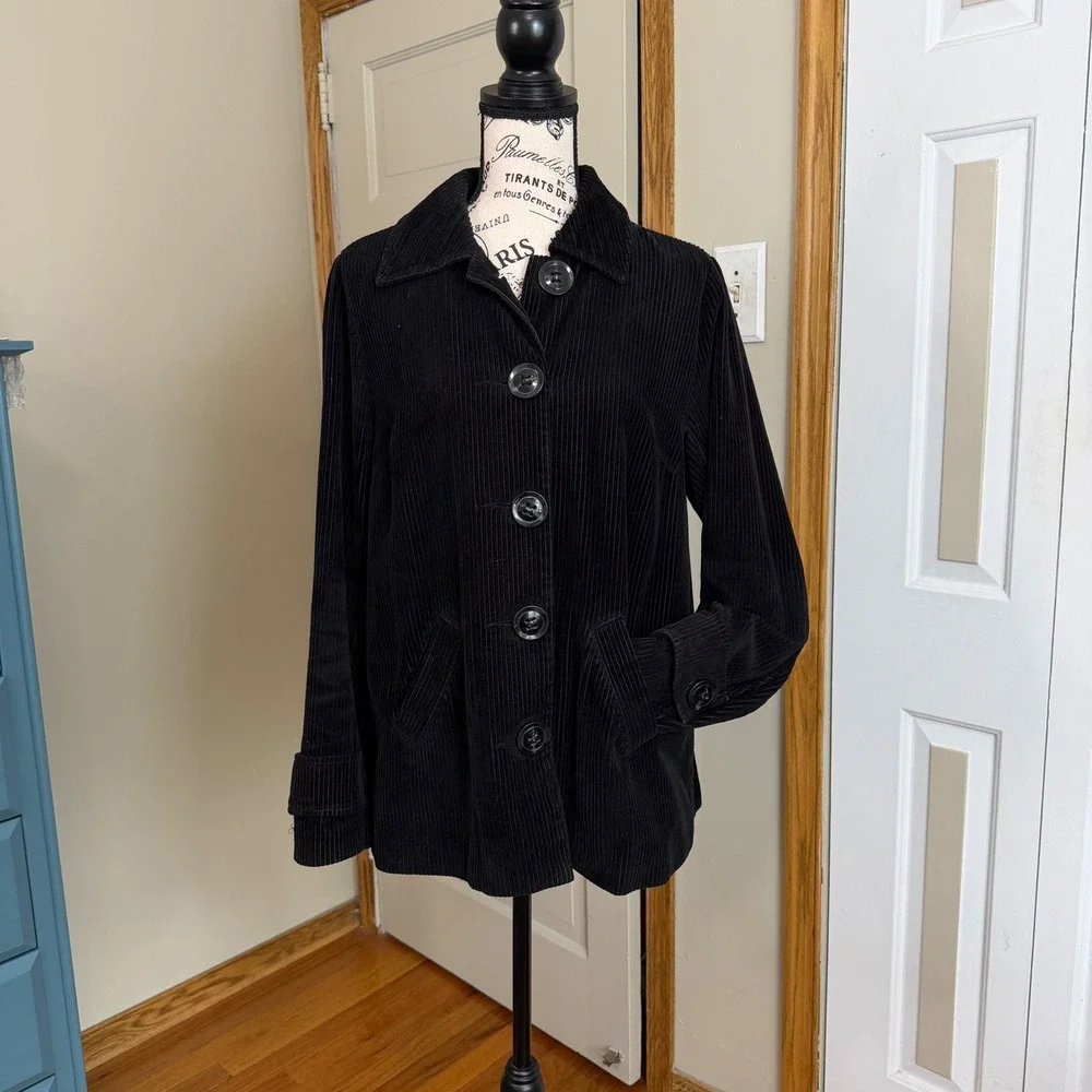 Relativity Corduroy Jacket Size M Button Front Buckle Accent Fall Style Outdoors